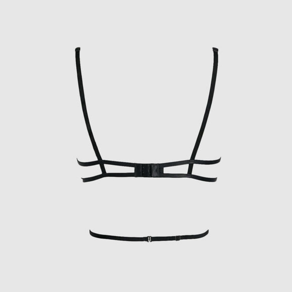 LA SENZA Black Beige Unlined Demi Lace Bralette Bra - Size XS, 32A - Picture 2 of 2